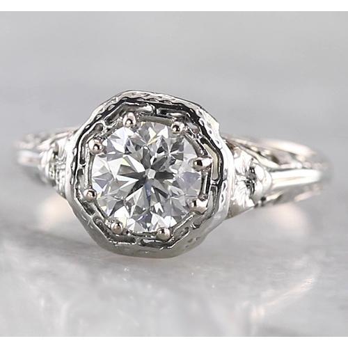 Taps toelopende schacht stijl ronde diamanten ring wit goud 14K 1 karaat - harrychadent.nl