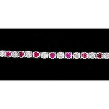 Afbeelding in Gallery-weergave laden, Tennisarmband Diamond Pink Sapphire Prong Set 4 karaat witgoud - harrychadent.nl
