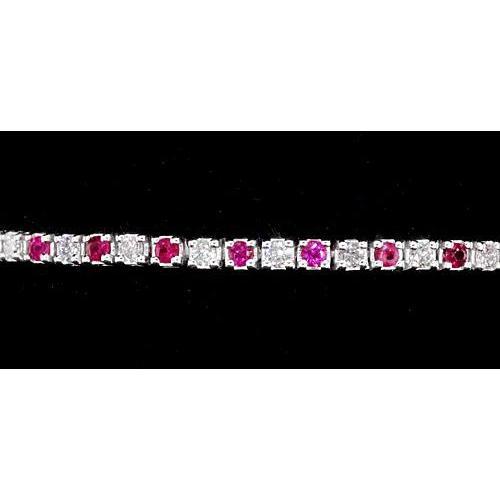 Tennisarmband Diamond Pink Sapphire Prong Set 4 karaat witgoud - harrychadent.nl