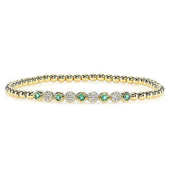 Tennisarmband met diamant en groene smaragd 3,70 karaat geel goud 14K