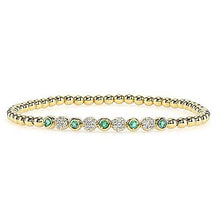 Afbeelding in Gallery-weergave laden, Tennisarmband met diamant en groene smaragd 3,70 karaat geel goud 14K - harrychadent.nl
