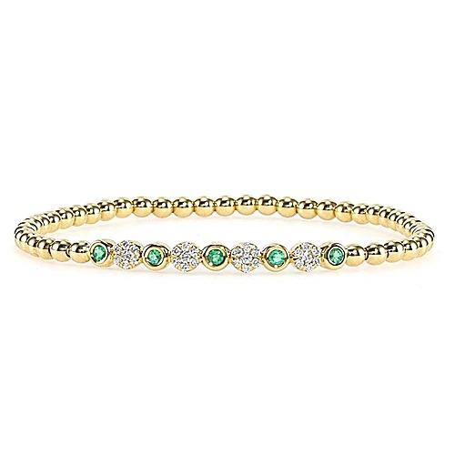 Tennisarmband met diamant en groene smaragd 3,70 karaat geel goud 14K - harrychadent.nl