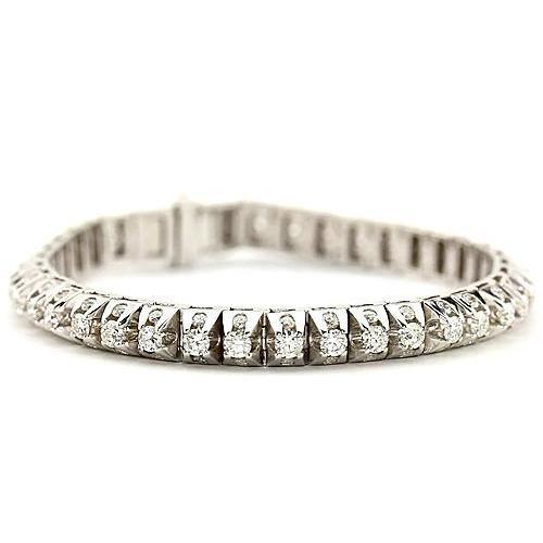 Tennisarmband met witte diamanten 6,35 karaat witgouden sieraden 14K - harrychadent.nl