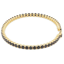 Tennisarmband met zwarte diamanten 5,90 karaat F Vs1 geel goud 14k