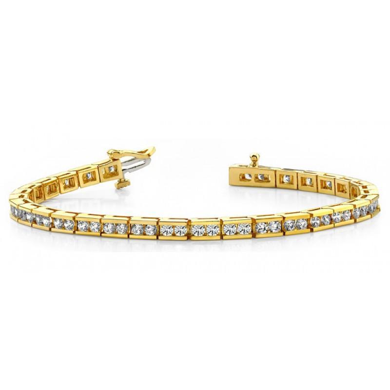 Tennisarmband In Klassieke Stijl Met Echt Diamanten 3.30 Karaat 14K Geel Goud