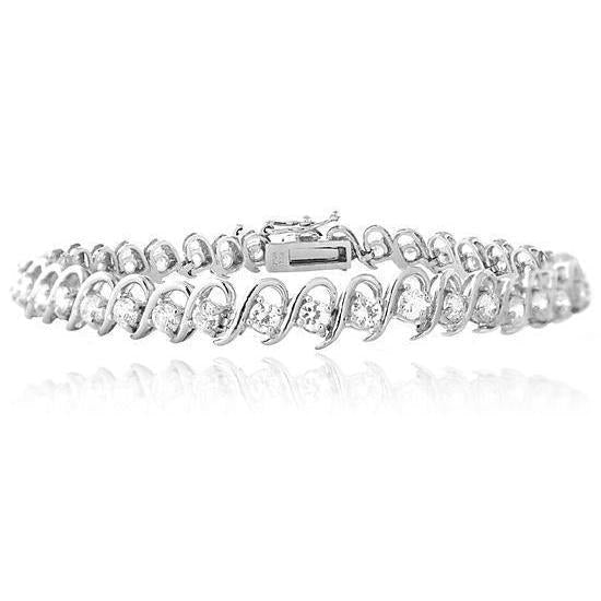 Tennisarmband Massief Wit Goud 14K 3,80 Karaat Ronde Echt Diamant S Link