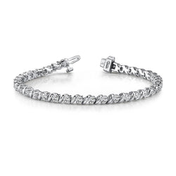 Tennisarmband Met Echt Diamanten Golvende Kapverbinding Wit Goud 14K Nieuw 3,60 Ct
