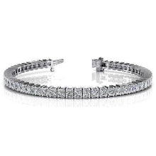 Afbeelding in Gallery-weergave laden, Tennisarmband Met Griffen Bezet Met Echt Diamanten 13 Kt Prinsesgeslepen Witgoud 14K
