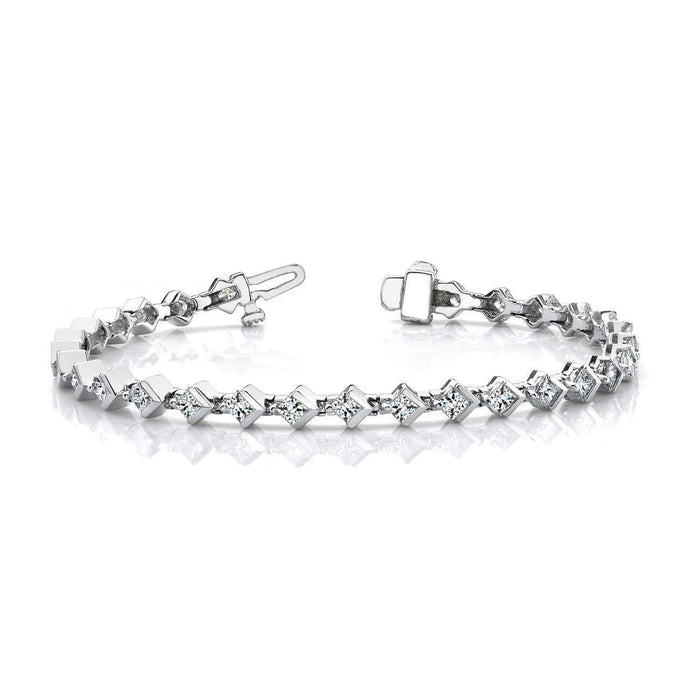 Tennisarmband Met Prinses Geslepen Echt Diamanten 4.50 Karaat Witgoud 14K