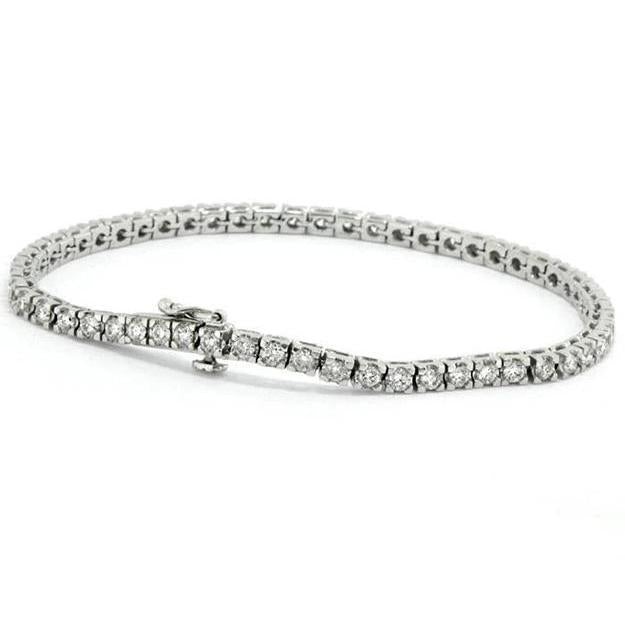 Tennisarmband Met Ronde Geslepen Echt Diamanten 4,50 Ct. Set Witgoud 14K