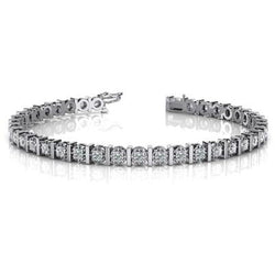 Tennisarmband Massief Sieraad 9.25 Karaat Sprankelende Ronde Natuurlijke uit de aarde gewonnen Diamant