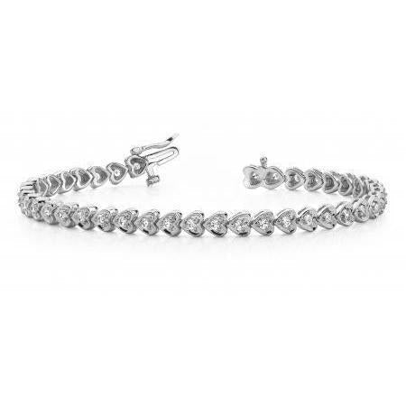 Tennisarmband in Hartvorm 6 kt Rond Geslepen Echt Diamanten Witgoud 14K - harrychadent.nl
