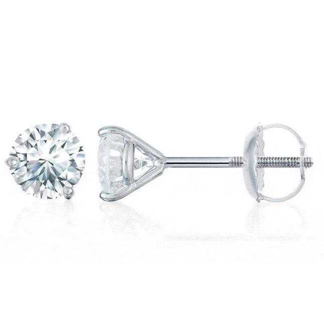 Three Prong Set 2.50 karaat diamanten oorknopjes goud wit 14K - harrychadent.nl