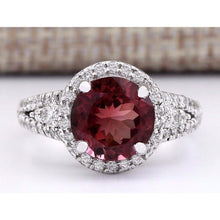 Afbeelding in Gallery-weergave laden, Toermalijn en diamanten 9 karaats verlovingsring goud wit 14K - harrychadent.nl
