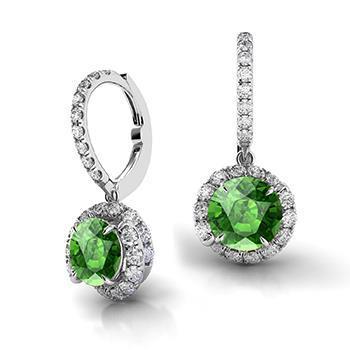 Toermalijn en diamanten hoepel Dangle Earring wit goud 14K 10,50 Ct - harrychadent.nl