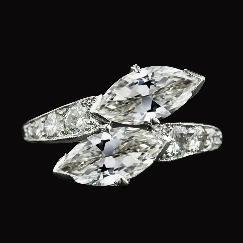 Toi Et Moi Round & Marquise Old Miner diamanten ring voor dames 9,50 karaat - harrychadent.nl