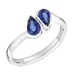 Toi et Moi Blauwe Saffier Jubileumring 2 Stenen Sieraden 2 Karaat