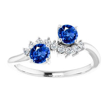 Afbeelding in Gallery-weergave laden, Toi et Moi Diamanten Ring 1.18 Karaat Ceylon Sapphire Vrouwen Sieraden 14K - harrychadent.nl
