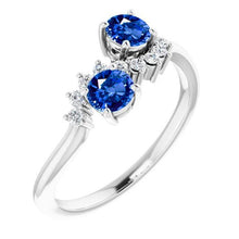 Afbeelding in Gallery-weergave laden, Toi et Moi Diamanten Ring 1.18 Karaat Ceylon Sapphire Vrouwen Sieraden 14K - harrychadent.nl
