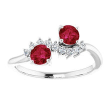 Afbeelding in Gallery-weergave laden, Toi et Moi Diamond Ruby Ring 1.18 karaat dames wit goud 14K sieraden - harrychadent.nl

