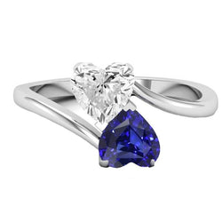 Toi et Moi Hart Blauwe Saffier & Diamanten Ring 3 Karaat 2 Stenen Sieraden