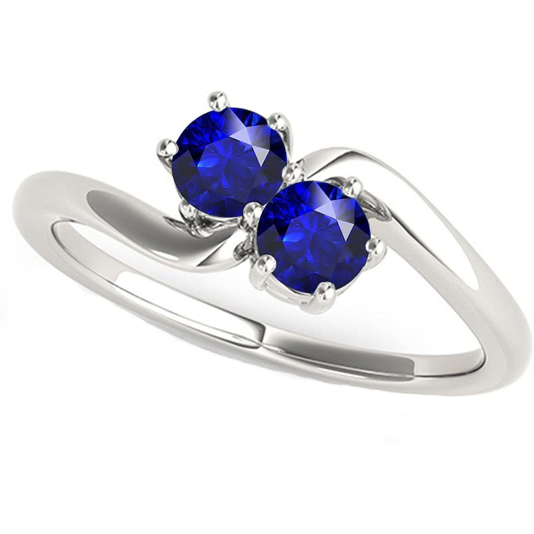 Toi et Moi Jubileumring Rond Ceylon Sapphire 4 Karaats Prong Set - harrychadent.nl