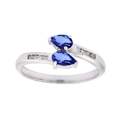 Toi et Moi Peer Ceylon Saffier 2.20 Karaat Diamanten Ring Wit Goud 14K
