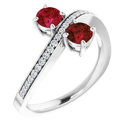 Toi et Moi Ronde Robijn & Diamanten Ring 2.60 Karaat Wit Goud 14K