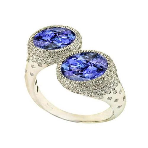 Toi et Moi Tanzanite Solitaire-ring met diamanten accenten 5,50 karaat - harrychadent.nl