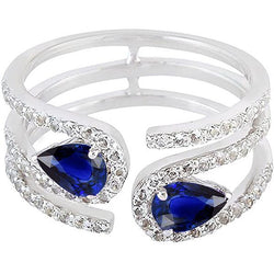 Toi et Moi gouden dames peer blauwe saffier diamanten ring 3,50 karaat