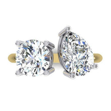 Afbeelding in Gallery-weergave laden, Toi et Moi peer &amp; ronde diamanten ring 4 karaat tweekleurige gouden 14K sieraden - harrychadent.nl
