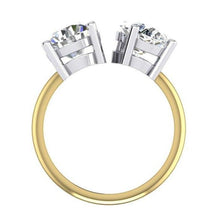 Afbeelding in Gallery-weergave laden, Toi et Moi peer &amp; ronde diamanten ring 4 karaat tweekleurige gouden 14K sieraden - harrychadent.nl
