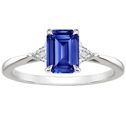 Triljoen Diamant & Ceylon Saffier Smaragd 3 Stenen Ring 3,25 Karaat