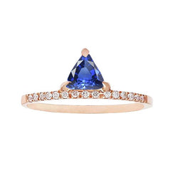 Triljoen Edelsteen Ring Prong Set Blauwe Saffier 1,50 Karaat Diamanten