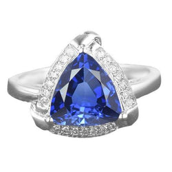 Triljoen Halo Ceylon Sapphire Ring Witgouden Sieraden 3 karaat