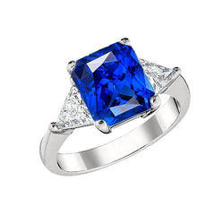 Triljoen diamanten & diepblauwe saffier ring taps toelopende schacht 2,50 karaat