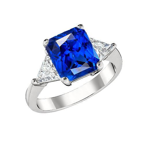 Triljoen diamanten & diepblauwe saffier ring taps toelopende schacht 2,50 karaat - harrychadent.nl