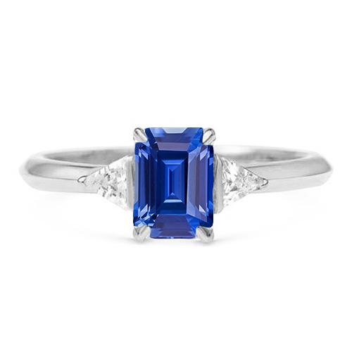 Triljoen diamanten drie stenen ring Emerald Ceylon Sapphire 2,50 karaat - harrychadent.nl