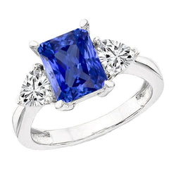 Triljoen diamanten stralende saffier edelsteen ring taps toelopende schacht 3 karaat