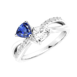 Triljoen & ronde diamanten ring blauwe saffier 2,50 karaat gespleten schacht
