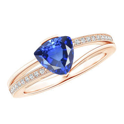 Triljoen saffier edelsteen ring 2 karaat gespleten schacht diamant rosé goud