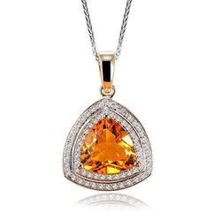Triljoen vorm Citrien met ronde diamanten 17,50 Ct hanger 14K goud