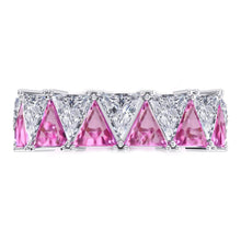 Afbeelding in Gallery-weergave laden, Trilliant Roze Saffier Diamant Eeuwigheid Band 9 Karaat Edelstenen
