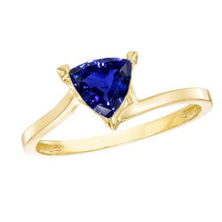 Trillion Solitaire Sapphire Ring 1,50 karaat bypass-stijl geel goud