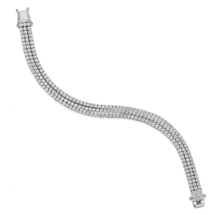 Triple Row 6,60 karaat Kleine Ronde Echt Diamanten Tennisarmband WG 14K - harrychadent.nl