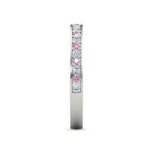 Afbeelding in Gallery-weergave laden, Trouwring 0,60 karaat ronde diamant &amp; roze saffier vrouwen sieraden - harrychadent.nl
