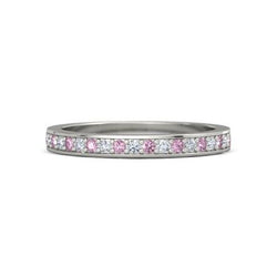 Trouwring 0,60 karaat ronde diamant & roze saffier vrouwen sieraden