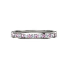 Afbeelding in Gallery-weergave laden, Trouwring 0,60 karaat ronde diamant &amp; roze saffier vrouwen sieraden - harrychadent.nl
