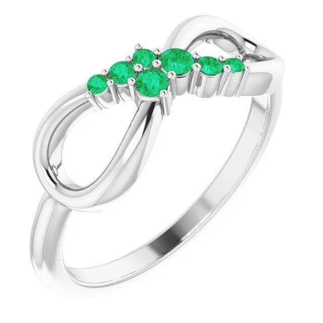 Trouwring Colombiaanse groene smaragd 0,40 karaat Infinity Prong Set - harrychadent.nl