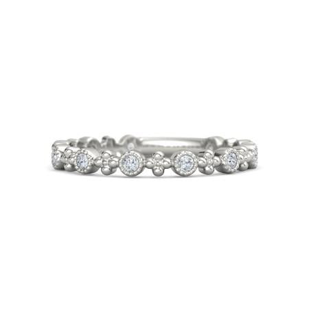 Trouwring Diamond 0,55 karaat antieke stijl 14K witgouden sieraden - harrychadent.nl